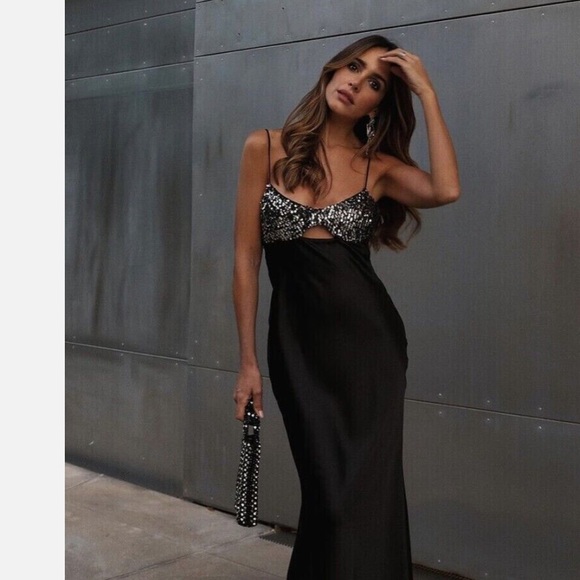 NWT Zara Sequin Satin Dress - Picture 4 of 7